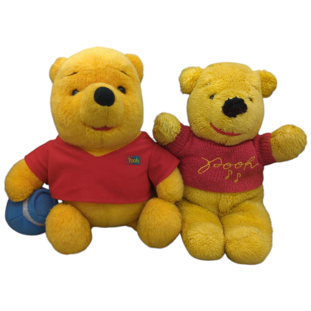 Vintage Winnie Pooh‎ Plush 1994 Mattel With Honey Pot Plush 2002 Disney Pooh